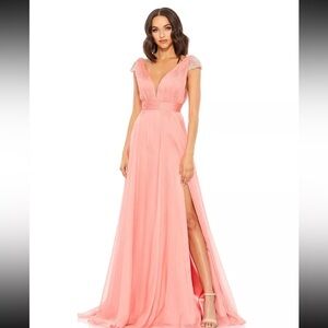 Coral Mac duggal cap sleeve formal dress NWT
